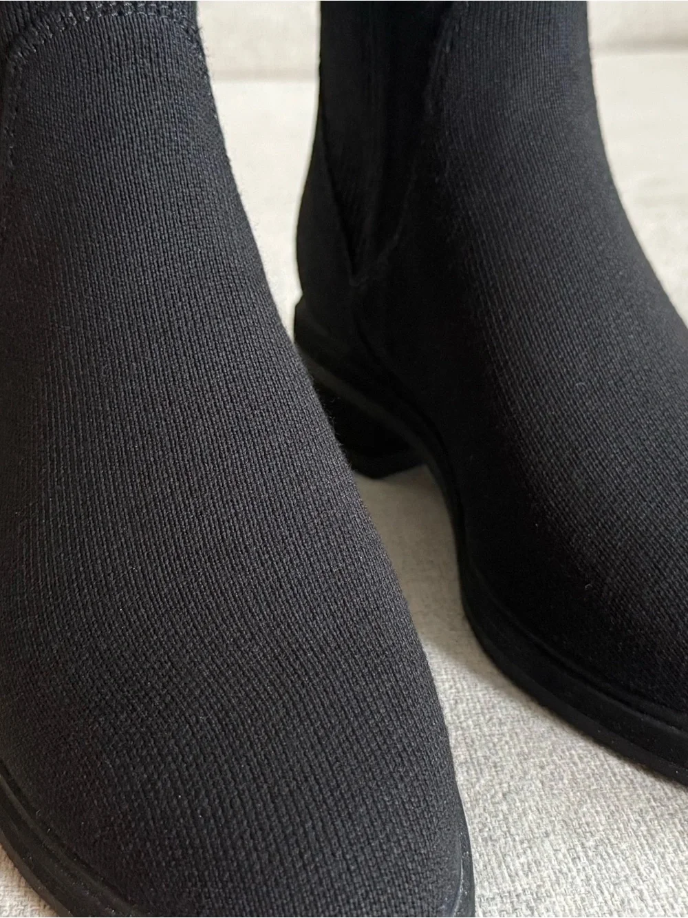 Rothy's Tall Lug Boot Onyx Black Over-the-Knee Stretch Knit Boots